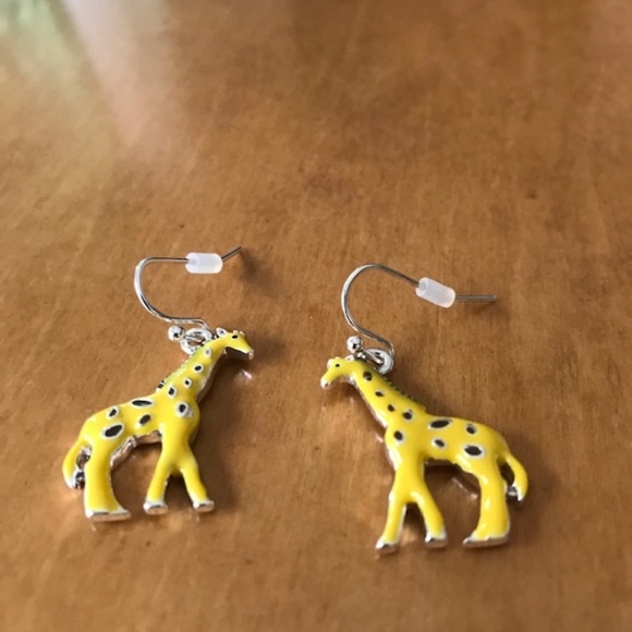 Giraffe Earrings New Yellow Brown Spots Safari - Picture 3 of 7
